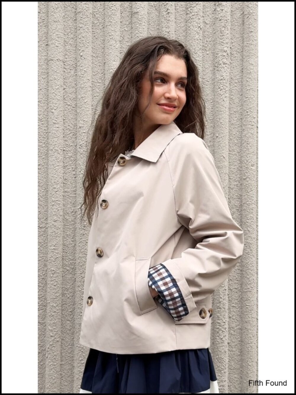 Cropped Trench Coat Lightweight Single Breasted Jacket Women Fall Spring - Picture 6 of 6